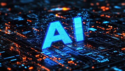 Poster - Futuristic Digital Representation of Artificial Intelligence Signifying Innovation and Technology Development in the Modern World