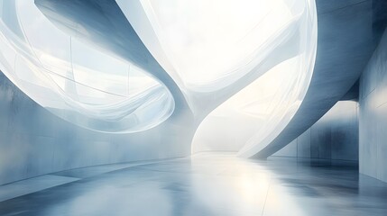 Poster - large white building with a long curved ceiling featuring ethereal and translucent architectural des