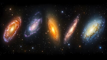 Poster - Space art depicting layered galaxies with vibrant colors and cosmic elements in the milky way