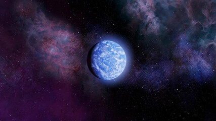 Wall Mural - Earth in the vast cosmos

Earth floats serenely in the vastness of space, surrounded by a stunning purple and blue nebula. The stars in the background add to the majestic view of our planet in the cos