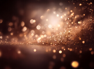Wall Mural - soft golden bokeh lights and shimmering sparkles create a dreamy, festive atmosphere. blurred spots 