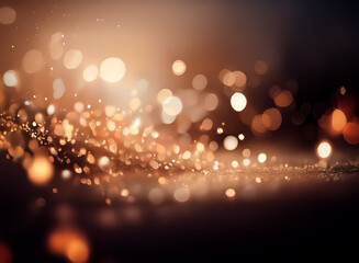 Wall Mural - golden bokeh lights softly glow in a warm, inviting scene. blurred circles of light create a magical