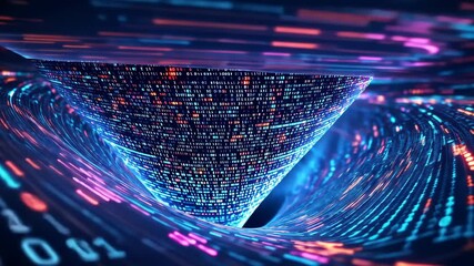 Aufkleber - Dynamic digital tunnel with flowing data in a vortex of neon lights