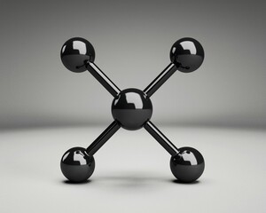 Aufkleber - Black molecule model, science, studio, grey background, research