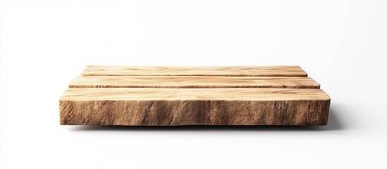 Fototapete - Stylish wooden logs placed horizontally on a clean white background, ideal for creative projects featuring a natural ginger wood theme.