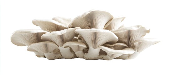 Aufkleber - Fresh field mushrooms arranged artistically on a clean white background, showcasing their creamy off-white tones and intricate textures for culinary photography.
