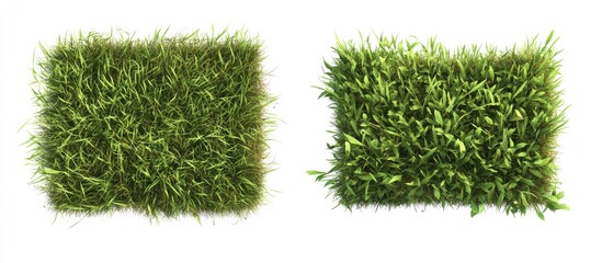 Poster - Vibrant green grass textures displayed on a clean white background emphasizing freshness and nature with rich green hues and varied grass lengths