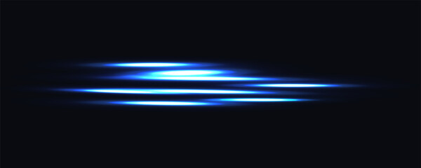 Aufkleber - Speed ​​effect lines of light. Neon lines moving blue light affect. Speed and movement background