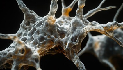 Poster - Intricate Microstructure of Neurons Displaying Complex Interconnections and Cellular Features Under Electron Microscope Analysis
