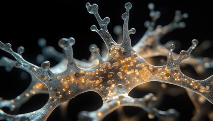 Poster - Intricate Organic Structures Highlighting Bubbles and Light in a Microscopic World of Fine Details and Subtle Textures for Science and Nature Enthusiasts