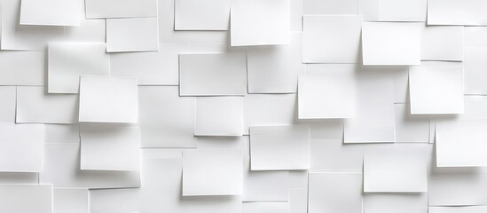 Poster - White textured background filled with scattered blank sticky notes arranged in various positions creating a clean canvas for ideas and reminders