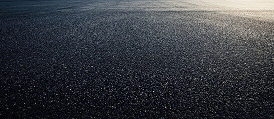 Poster - Panoramic view of a reflective empty asphalt racetrack at golden hour with shimmering textures and ample copy space for graphic design use
