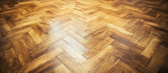 Aufkleber - Natural wood parquet herringbone pattern in warm browns with rich textures and depth showcasing an elegant flooring design for luxury interiors