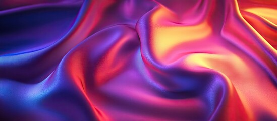 Aufkleber - Vibrant neon-lit fabric with smooth texture, blending rich purples, vibrant oranges and pinks, creating an artistic backdrop enhancing creativity.