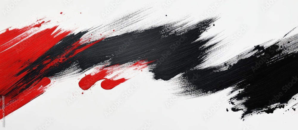Vibrant abstract artwork featuring dynamic black and red brush strokes ...