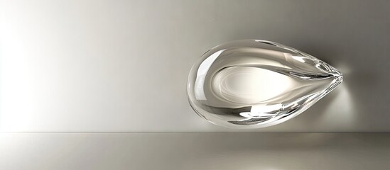 Fototapete - Futuristic teardrop glass wall lamp elegantly positioned on a smooth white surface reflecting soft light for a modern minimalist aesthetic