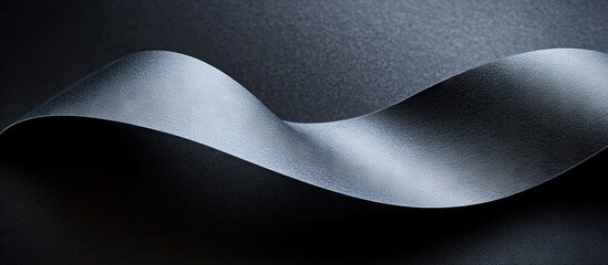 Poster - Black abstract background features a smooth, wavy gray paper texture in a center-left position creating depth and enhancing aesthetic appeal.