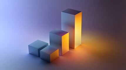 Poster - An abstract D bar graph illustrating a comparison of different categories, with glossy textures and dynamic lighting that enhances its visual impact.