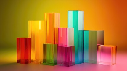 Poster - An abstract D bar graph illustrating a comparison of different categories, with glossy textures and dynamic lighting that enhances its visual impact.