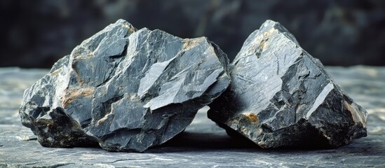 Leinwandbilder - Mineral carbonate rocks with rich textures in shades of gray and subtle hints of brown, positioned prominently for a striking natural display.