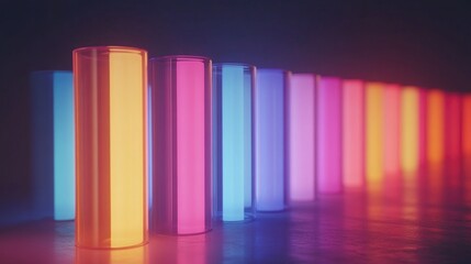 Poster - A bar graph with multiple color-coded bars representing various data categories, displayed on a digital screen with soft ambient lighting.