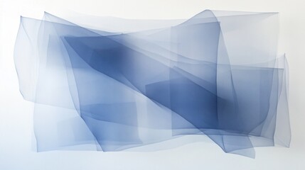 Poster - Layers of sheer blue fabric gracefully float, forming an abstract composition on a clean white backdrop. The interplay of light and texture invites quiet reflection and serenity