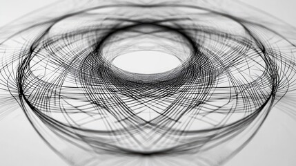 Poster - a close-up of intricate geometric patterns made from thin black lines on a white background, showcas