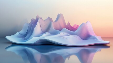Poster - A futuristic D stock graph with layered data points, showing trends in a vibrant color palette, presented on a reflective surface for added depth.