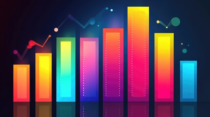 Poster - A gradient-colored bar graph with subtle shadows and reflections, giving a professional, clean look for data analysis in business settings.