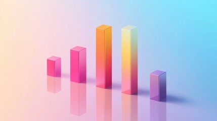 Poster - A gradient-colored bar graph with subtle shadows and reflections, giving a professional, clean look for data analysis in business settings.