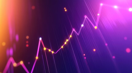 Poster - A line graph with a rising trend, highlighted data points, and a gradient background, representing growth and success in financial or business data.