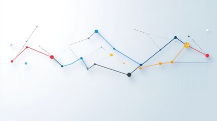 Poster - A minimalist line chart with smooth curves and highlighted data points, on a light background with subtle shadows, perfect for business or financial presentations.
