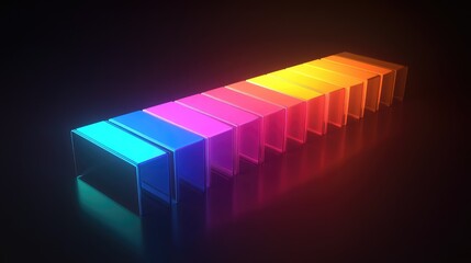 Poster - A vibrant D bar chart displaying fluctuating data in various colors, set against a sleek, dark background that highlights the chart's dimensionality.