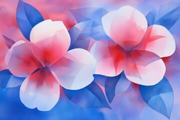 Poster - Stylized Floral Design with Bold Pastel Shades in a Soft Grid Composition