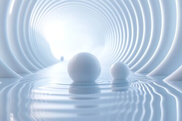 Poster - Abstract 3D render of layered spheres creating a ripple effect., Generative AI
