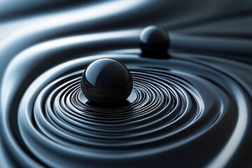 Poster - Abstract 3D render of layered spheres creating a ripple effect., Generative AI