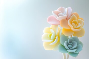 Poster - Beautiful Succulents Arrangement in Soft Colors with Gentle Desert Vibes