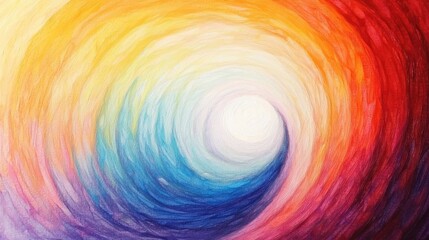 Poster - abstract spiral of rainbow colors in watercolor style art