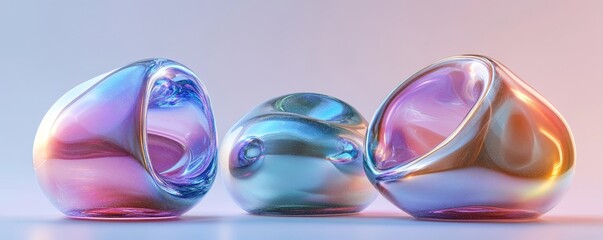 Poster - Iridescent liquid shape, 3D render, Generative AI