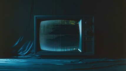 Poster - Television is turned off and is sitting on a table