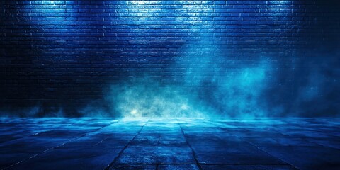 Poster - blue brick wall with a blue sky background