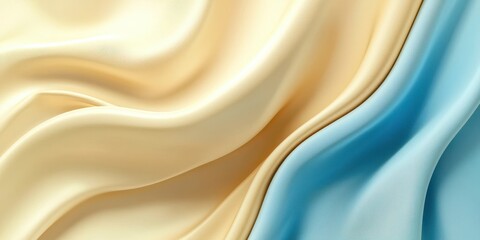 Poster - Blue and yellow fabric with a wave pattern