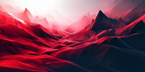 Poster - Abstract 3D composition of low poly shapes creating a chaotic landscape., Generative AI