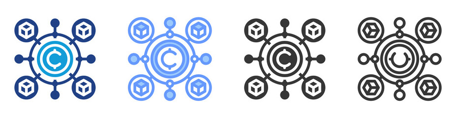 Poster - Cross chain protocol icon set multiple style collection