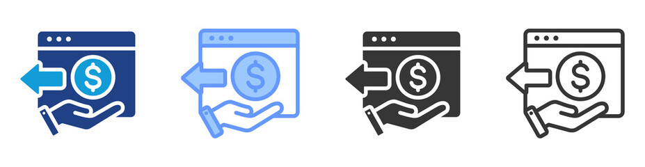 Poster - Borrowing platform icon set multiple style collection