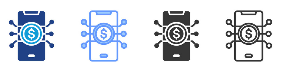 Poster - Programmable money icon set multiple style collection