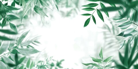 Poster - Green leafy background with a white background