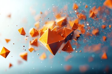 Fototapete - Abstract 3D render of chaotic polygons in dynamic motion., Generative AI