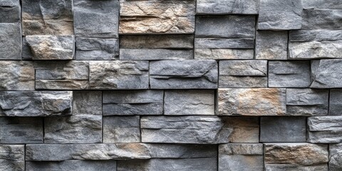 Canvas Print - Gray stone wall texture featuring irregular stacked stones, with variations in color and texture, ideal for backgrounds in design projects.