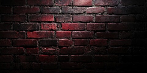 Canvas Print - Dark red and black brick wall texture with slightly illuminated sections, ideal for cover page backgrounds and design projects, emphasizing vintage aesthetics.